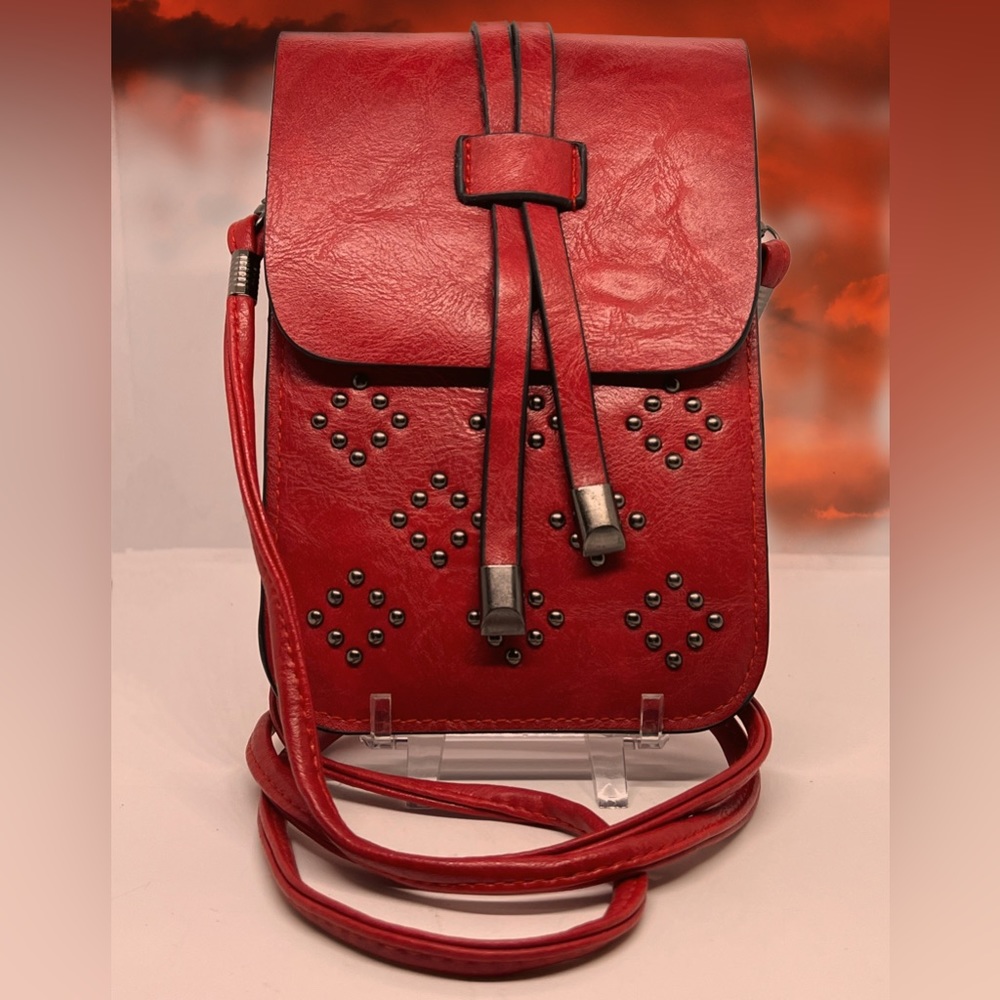 Red Pleather/Vegan Leather Crossbody Satchel